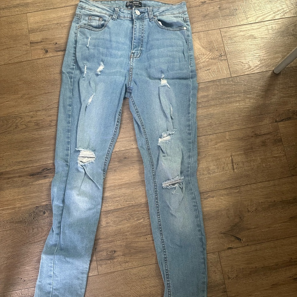 Distressed Light Blue Jeans